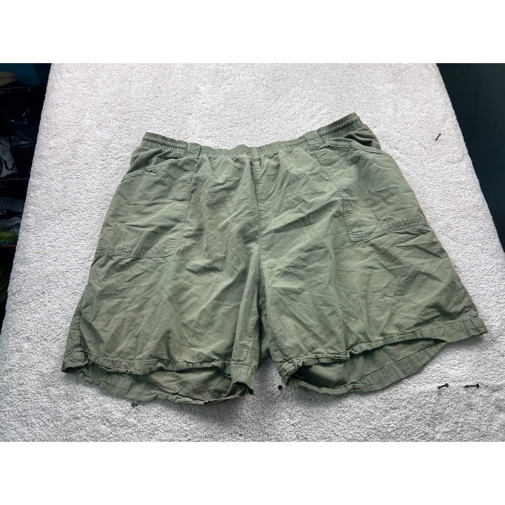 White Stag Women's Plus Size Shorts 22W 24W Green Cotton Elastic Waist